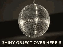 Disco ball with the caption "shiny object over here"