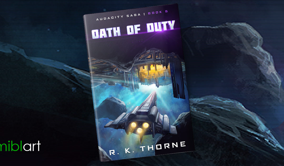 OATH OF DUTY Cover on an asteroid space background