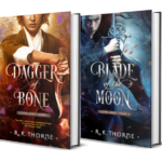 Covers of Dagger of Bone and Blade of the Moon side by side in perspective